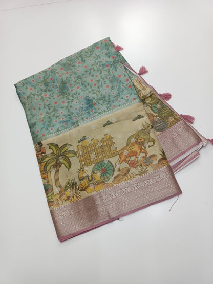 FANCY KALAMKARI CREPE  SILK SAREE (SPECIAL 30% DISCOUNT)