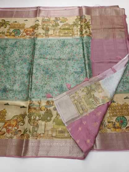 FANCY KALAMKARI CREPE  SILK SAREE (SPECIAL 30% DISCOUNT)