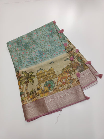 FANCY KALAMKARI CREPE  SILK SAREE (SPECIAL 30% DISCOUNT)