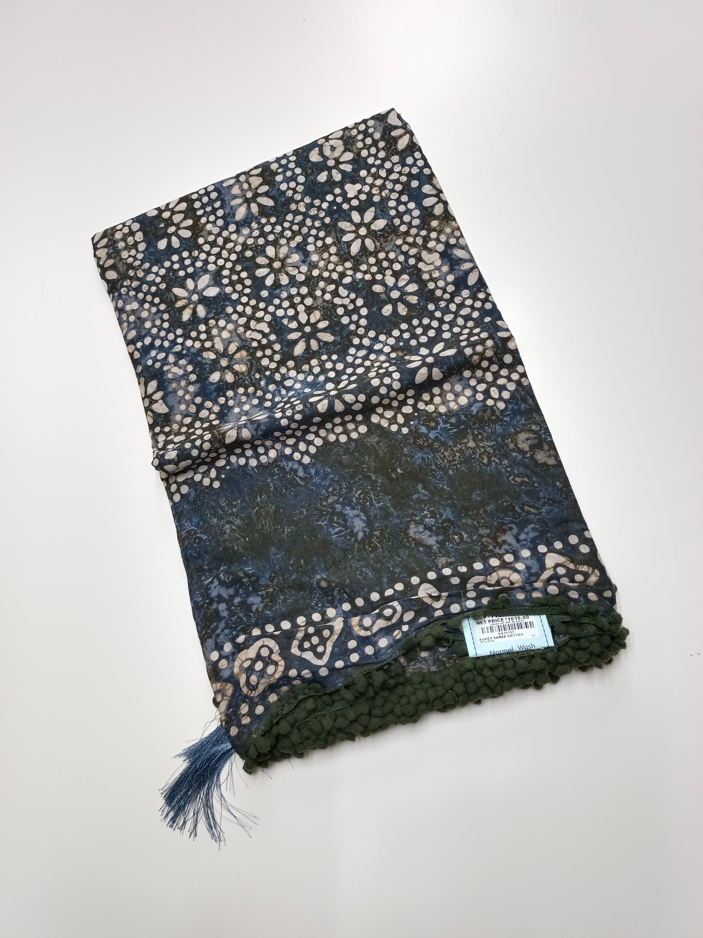 FANCY PRINTED COTTON WITH POM POM BORDER SAREE