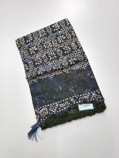 FANCY PRINTED COTTON WITH POM POM BORDER SAREE