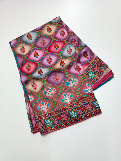 FANCY PASHMINA POSITION PRINT SAREE