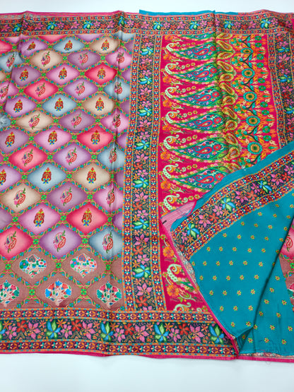 FANCY PASHMINA POSITION PRINT SAREE