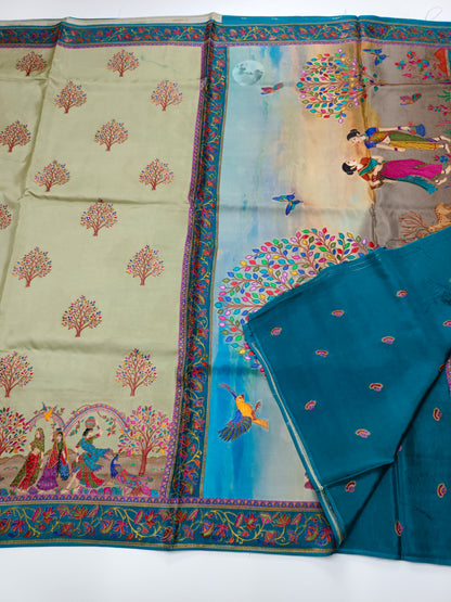 FANCY PASHMINA POSITION PRINT SAREE