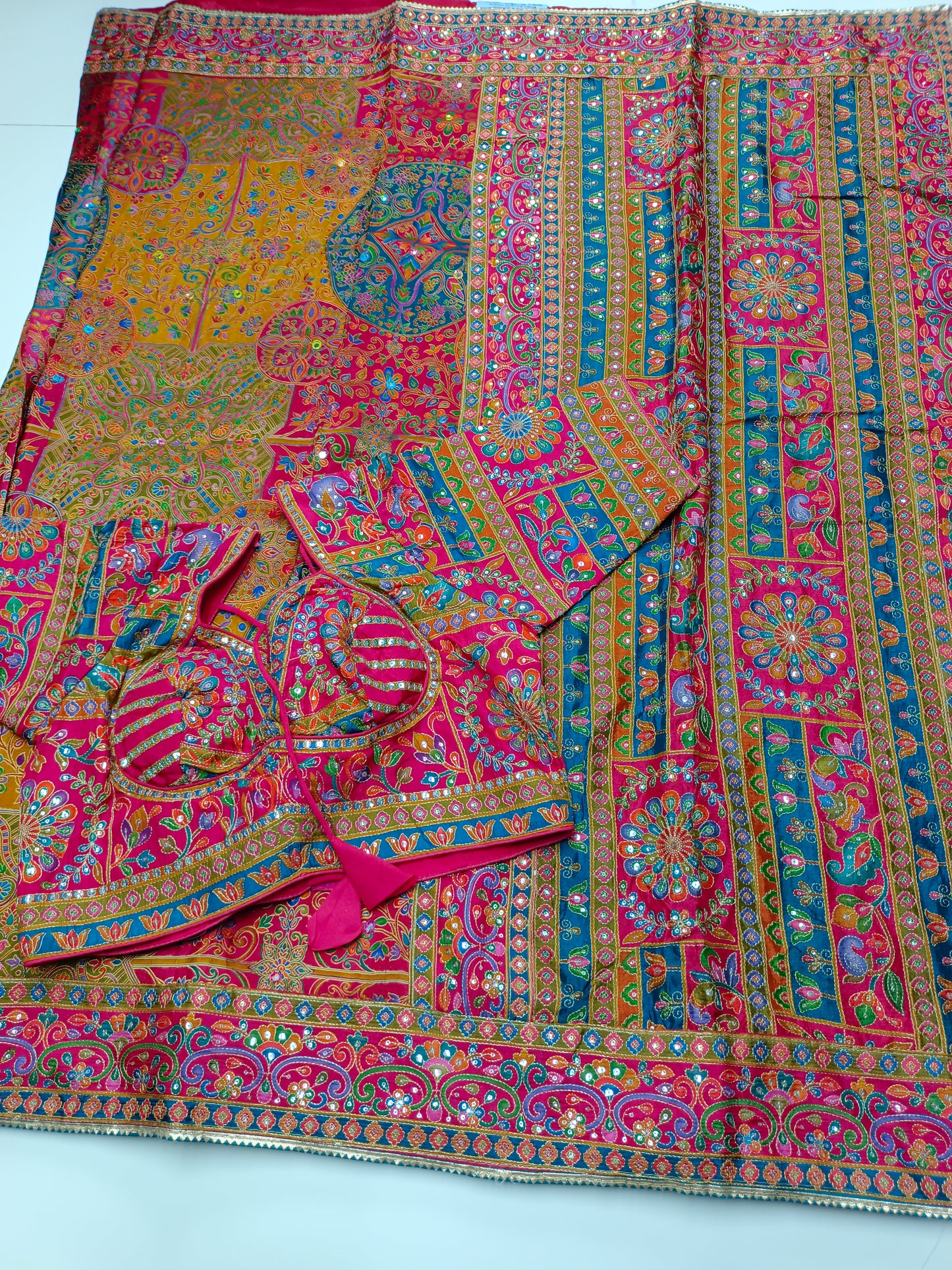 FANCY RAJWADI SAREE WITH READY BLOUSE