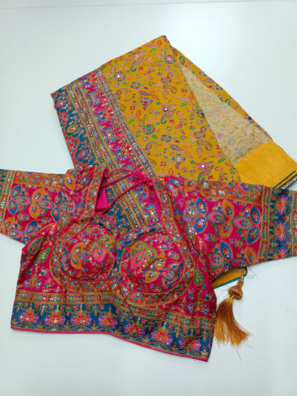FANCY RAJWADI SAREE WITH READY BLOUSE