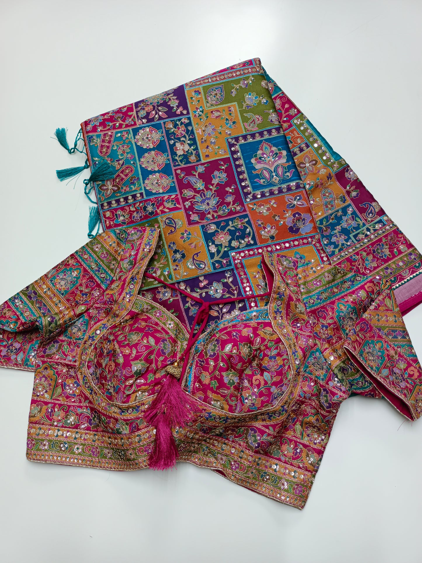 FANCY RAJWADI SAREE WITH READY BLOUSE