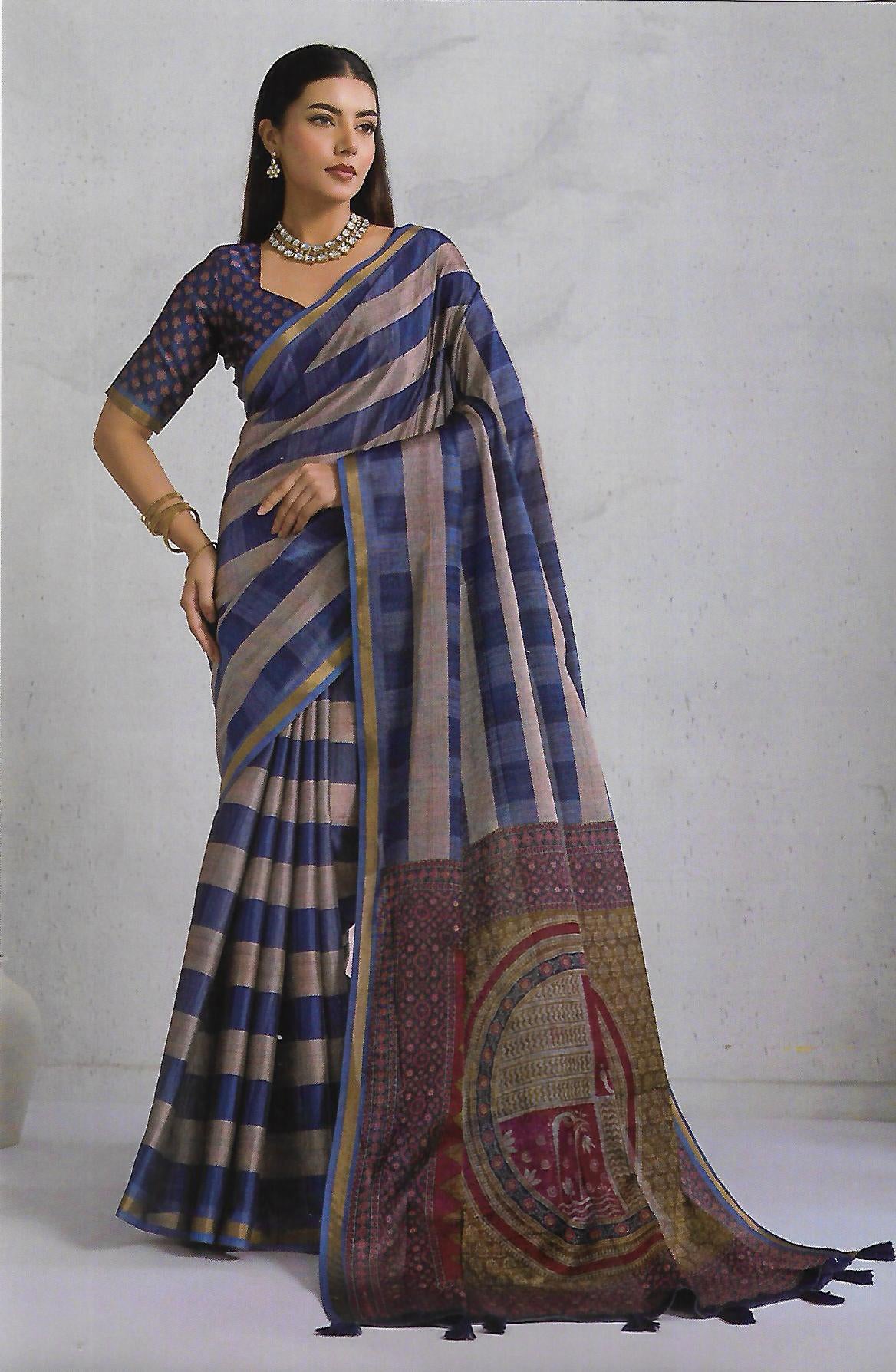 FANCY TUSSER SILK SAREE