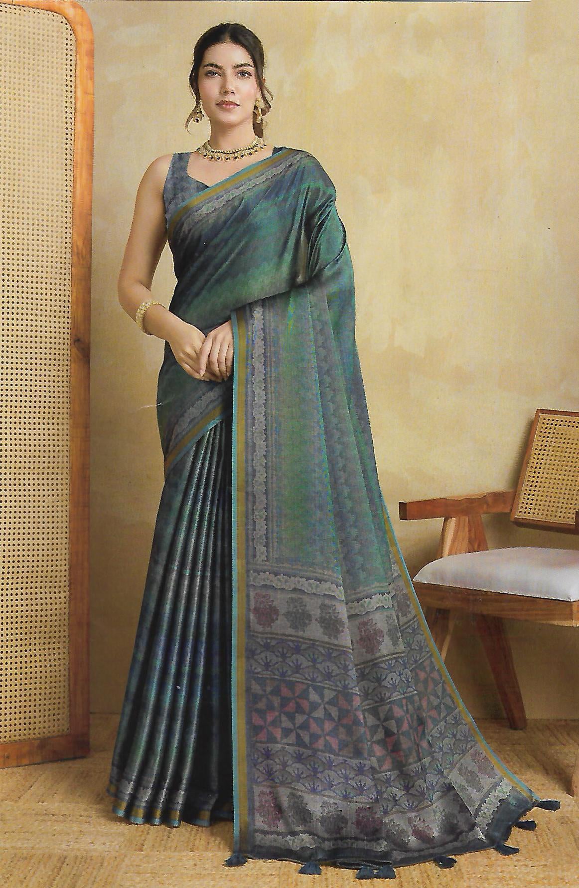 FANCY TUSSER SILK SAREE