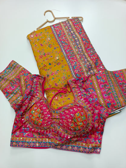 FANCY RAJWADI SAREE WITH READY BLOUSE