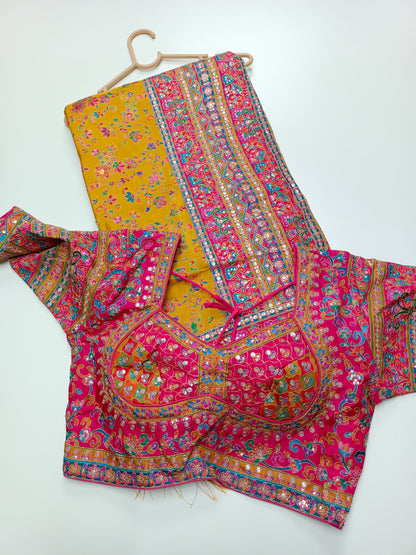 FANCY RAJWADI SAREE WITH READY BLOUSE