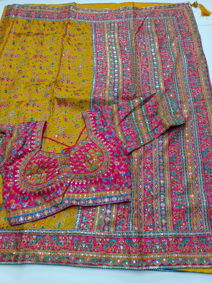 FANCY RAJWADI SAREE WITH READY BLOUSE