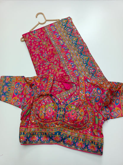 FANCY RAJWADI SAREE WITH READY BLOUSE