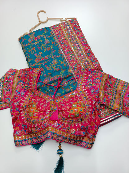 FANCY RAJWADI SAREE WITH READY BLOUSE
