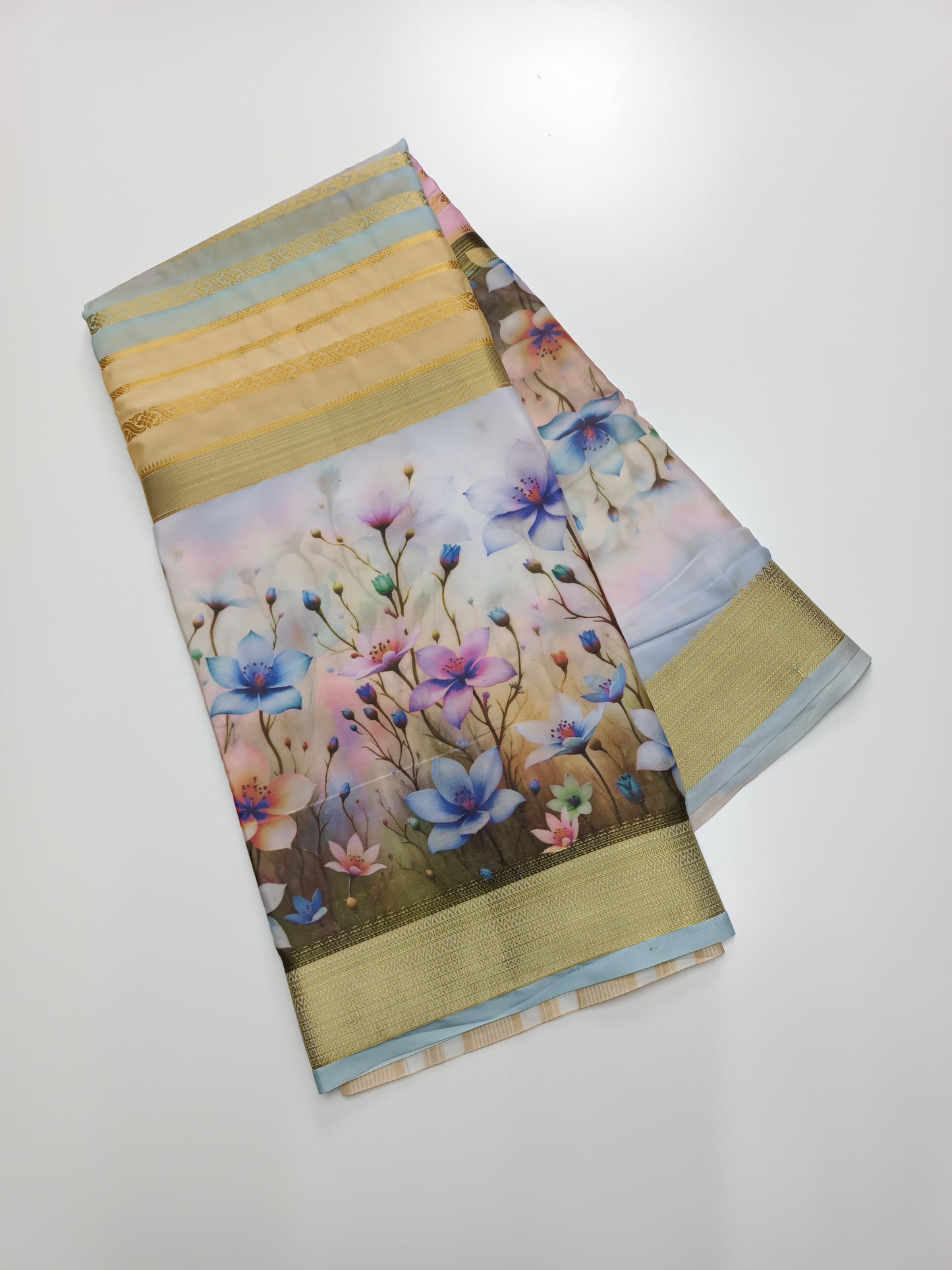 FANCY PRINTED ART CREPE  SAREE