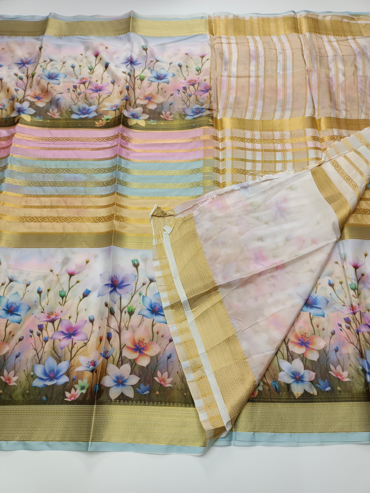 FANCY PRINTED ART CREPE  SAREE