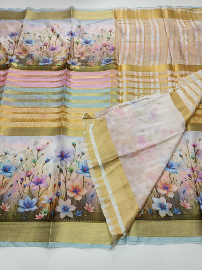 FANCY PRINTED ART CREPE  SAREE