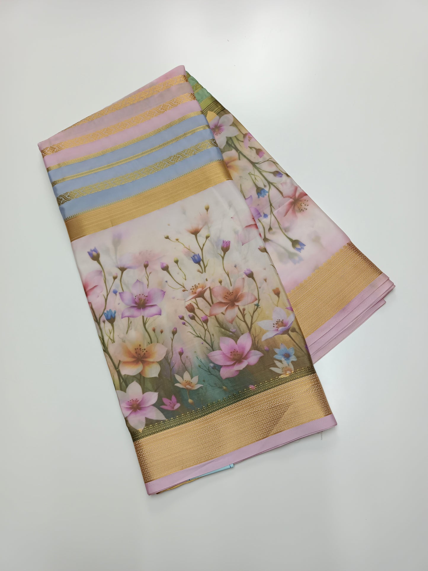FANCY PRINTED ART CREPE  SAREE