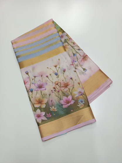 FANCY PRINTED ART CREPE  SAREE