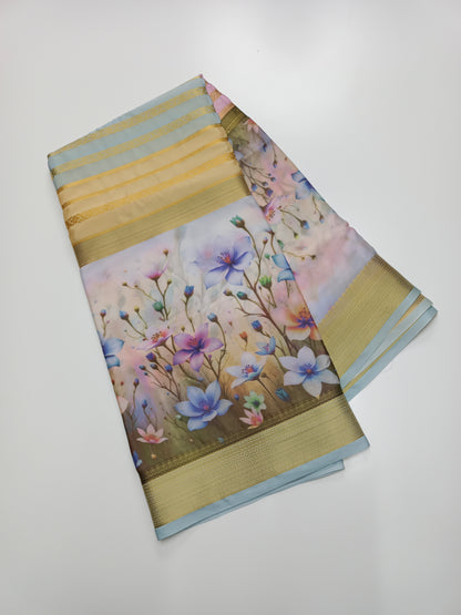 FANCY PRINTED ART CREPE  SAREE