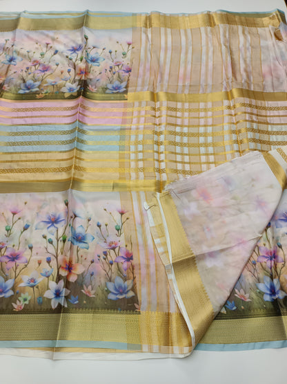 FANCY PRINTED ART CREPE  SAREE