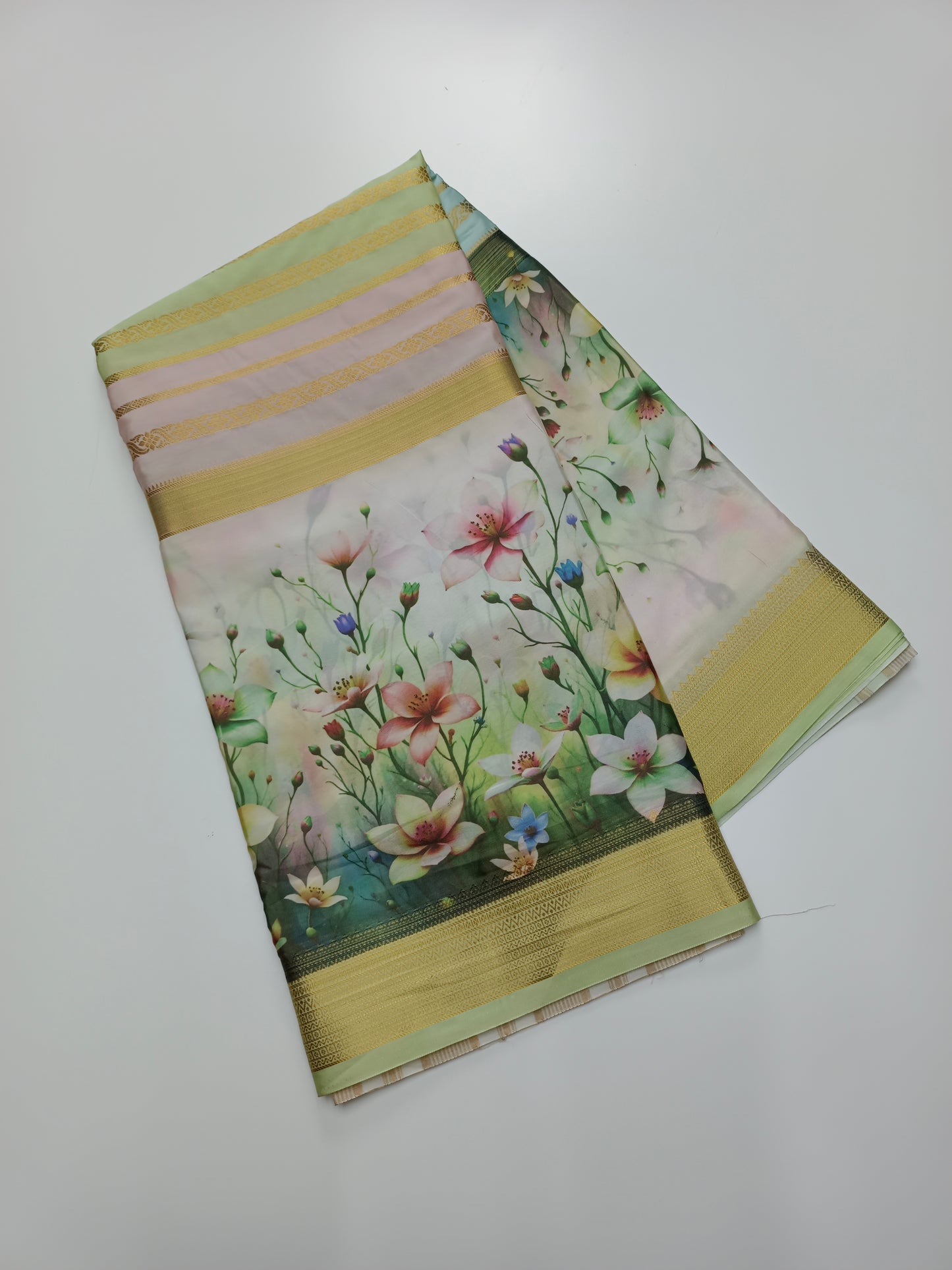 FANCY PRINTED ART CREPE  SAREE