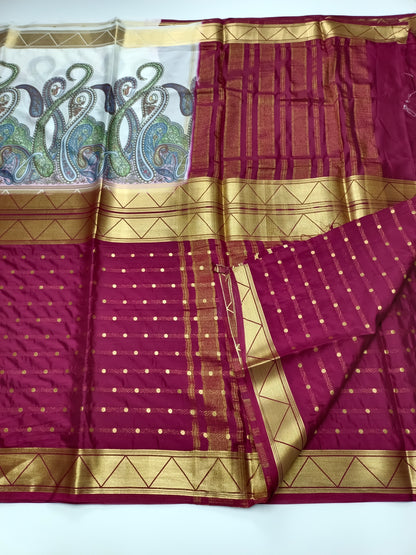 2D FANCY PRINTED ART CREPE  SAREE