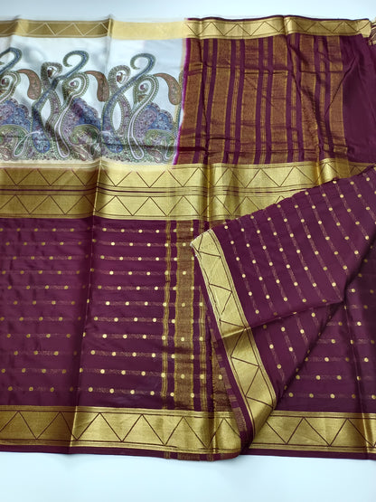 2D FANCY PRINTED ART CREPE  SAREE
