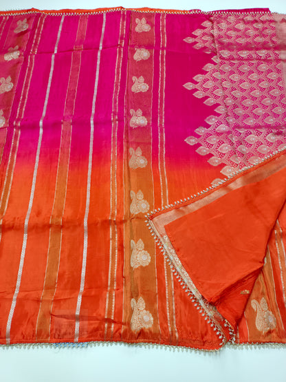 2D ORGANZA CREPE  SILK SAREE