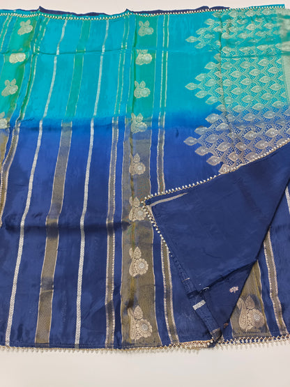 2D ORGANZA CREPE  SILK SAREE
