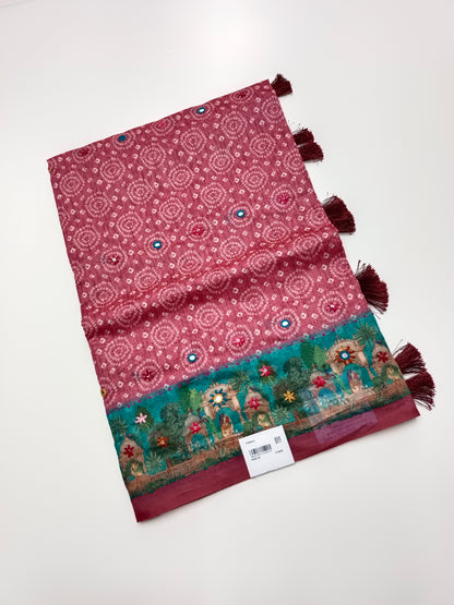 FANCY DIGITAL MIROR WORK SAREE