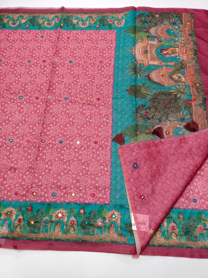 FANCY DIGITAL MIROR WORK SAREE