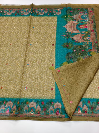 FANCY DIGITAL MIROR WORK SAREE