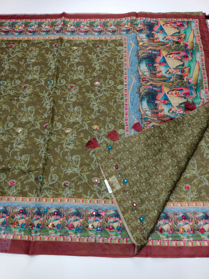 FANCY DIGITAL MIROR WORK SAREE