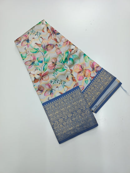 FANCY PRINTED RAW SILK SAREE