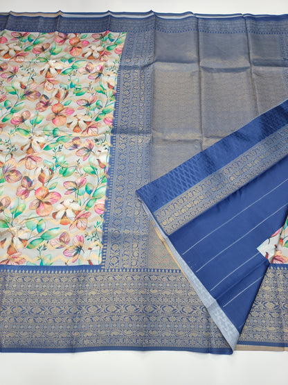 FANCY PRINTED RAW SILK SAREE