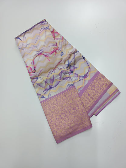 FANCY PRINTED RAW SILK SAREE