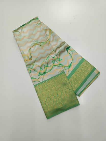 FANCY PRINTED RAW SILK SAREE