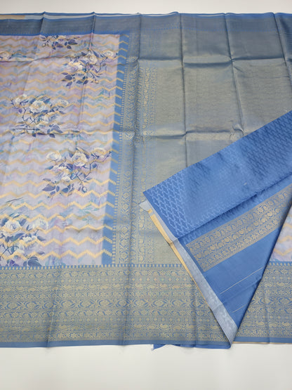 FANCY PRINTED RAW SILK SAREE