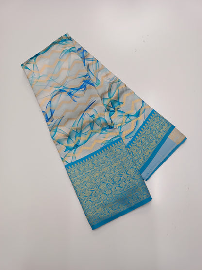 FANCY PRINTED RAW SILK SAREE