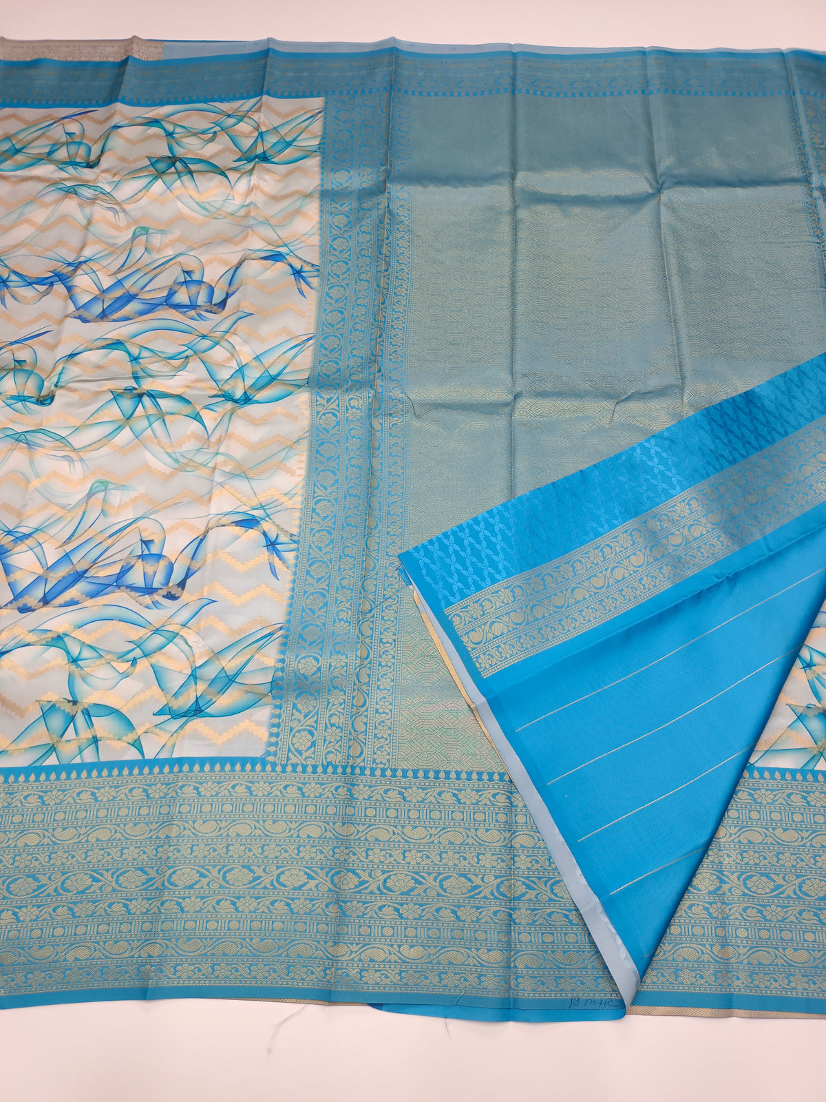 FANCY PRINTED RAW SILK SAREE