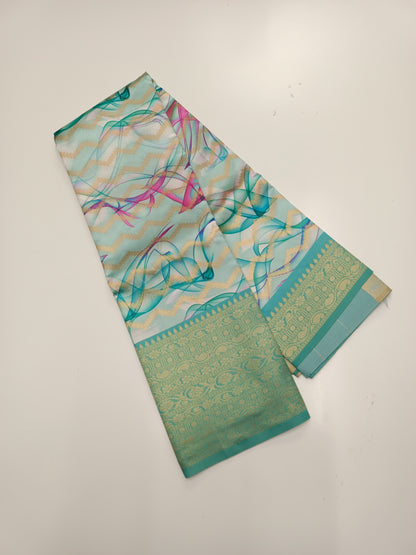 FANCY PRINTED RAW SILK SAREE
