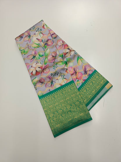 FANCY PRINTED RAW SILK SAREE