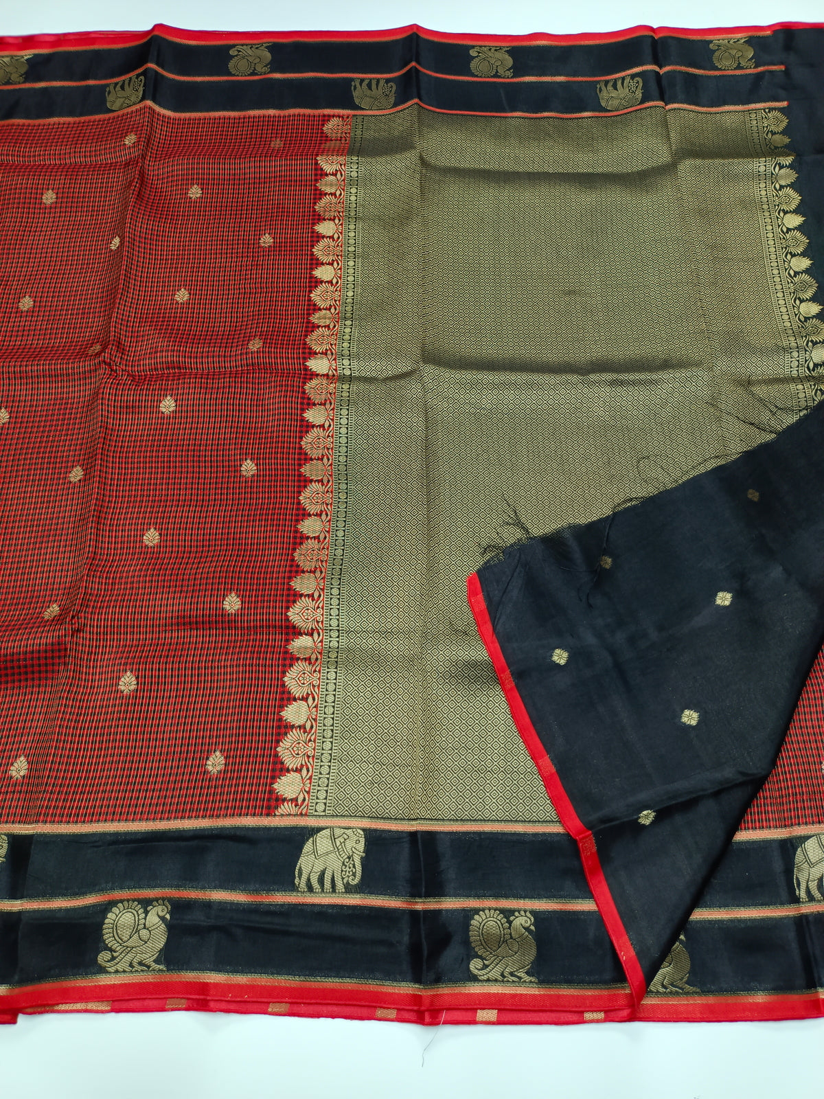 FANCY KANCHIVARAM CHEQUES SAREE