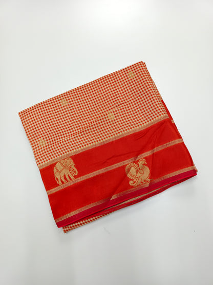 FANCY KANCHIVARAM CHEQUES SAREE