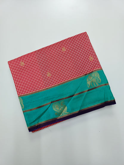 FANCY KANCHIVARAM CHEQUES SAREE