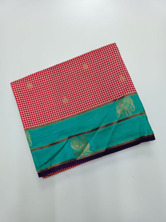 FANCY KANCHIVARAM CHEQUES SAREE