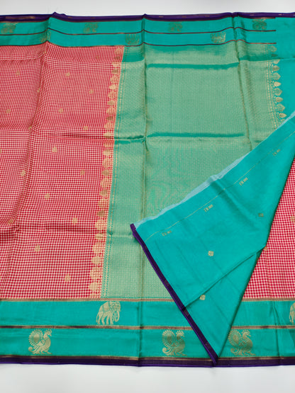 FANCY KANCHIVARAM CHEQUES SAREE