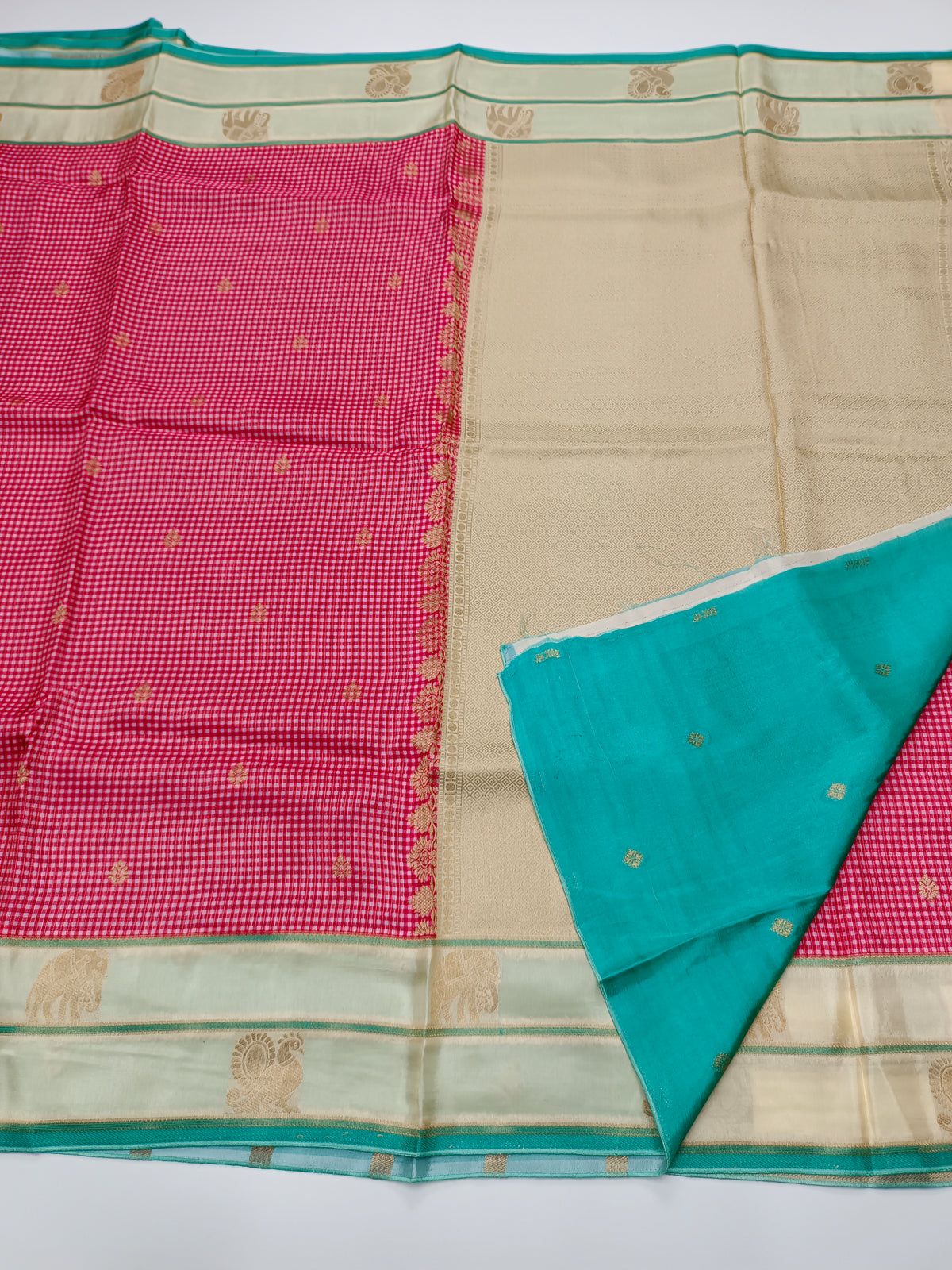 FANCY KANCHIVARAM CHEQUES SAREE