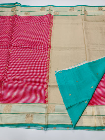 FANCY KANCHIVARAM CHEQUES SAREE